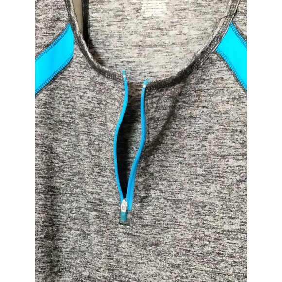 Livi Active Heather Gray & Blue Detail Zip Neckline Athletic Tank Top Size 26/28 - Picture 5 of 8